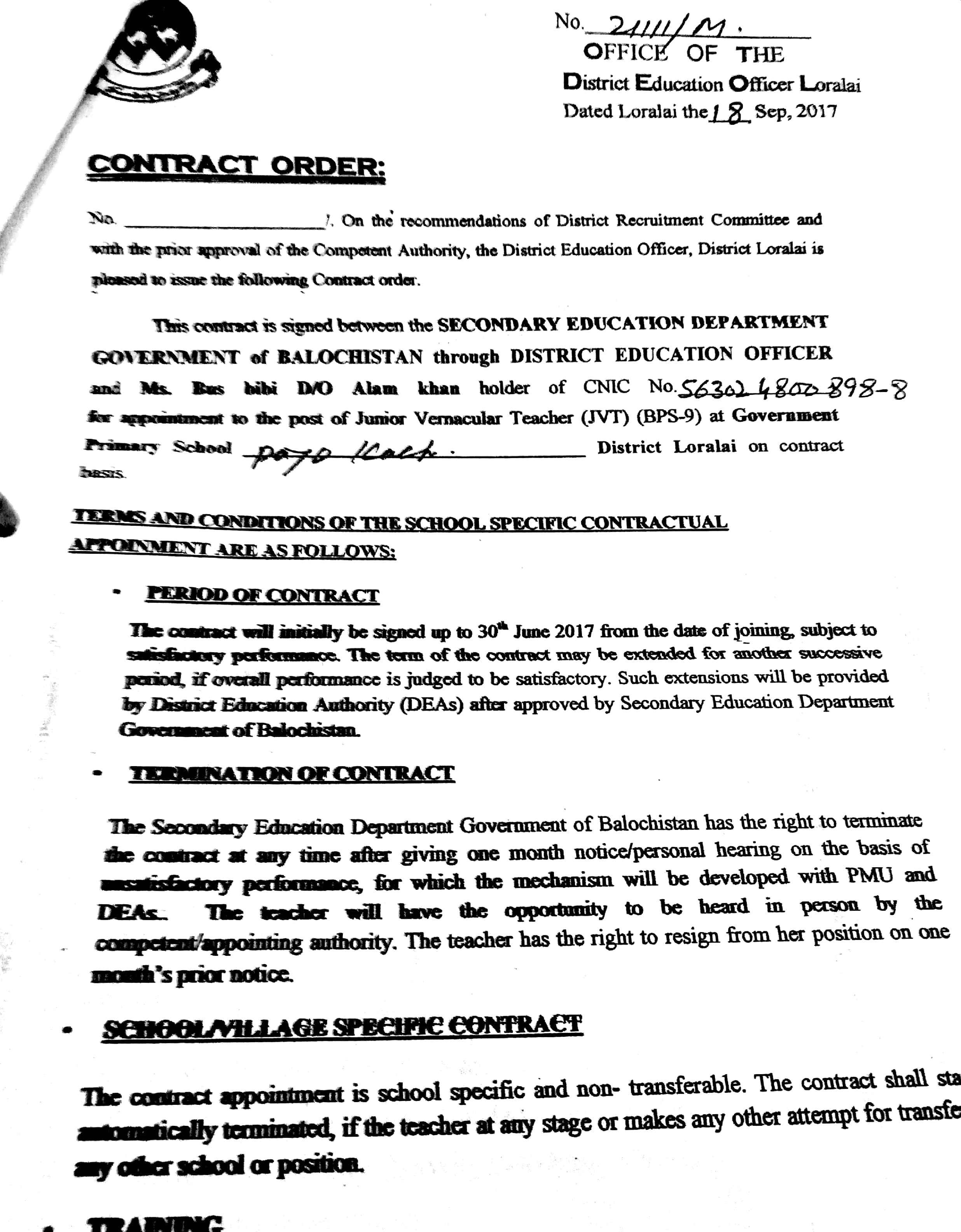 Teacher Contract